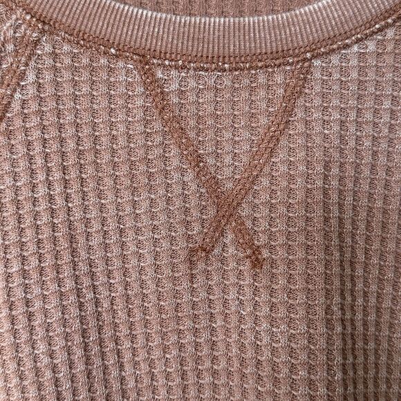 Z Supply Claire Rust Orange Waffle Thermal Long Sleeve Top Size L - Picture 6 of 9